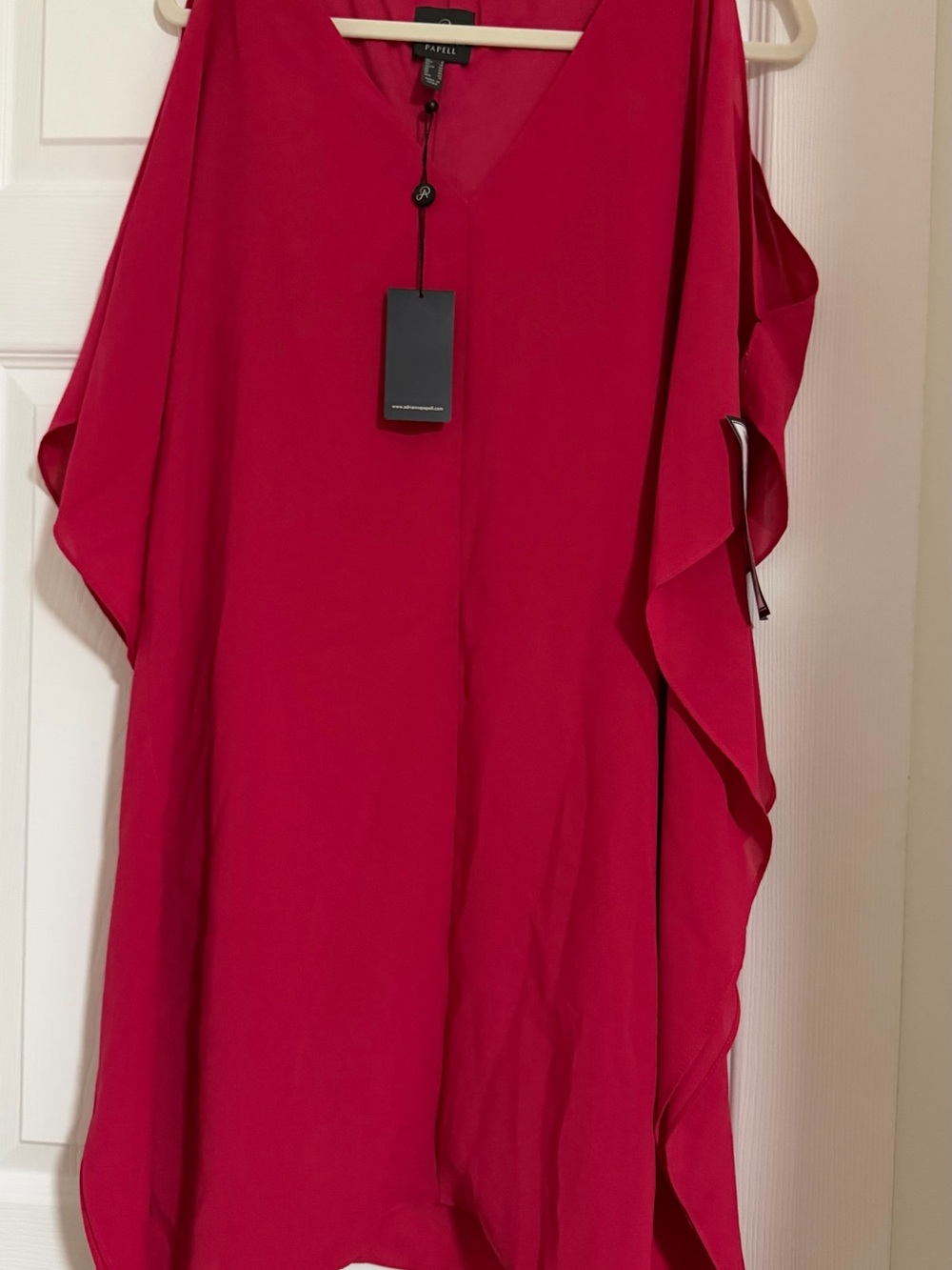 Adrianna Papell Fuchsia V-Neck Ruffle-Sleeve Tunic
